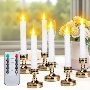 Flameless Taper Candles with Remote Timer 6 Pcs Battery Operated Candle Real LED